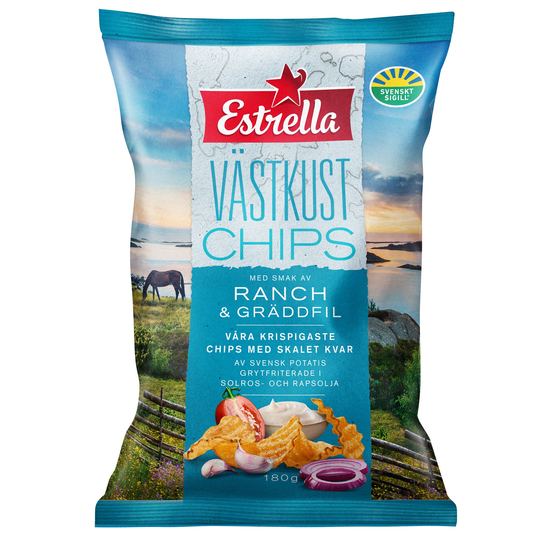 [8568246] Västkustchips Estrella Ranch & Gräddfil 10x180 g