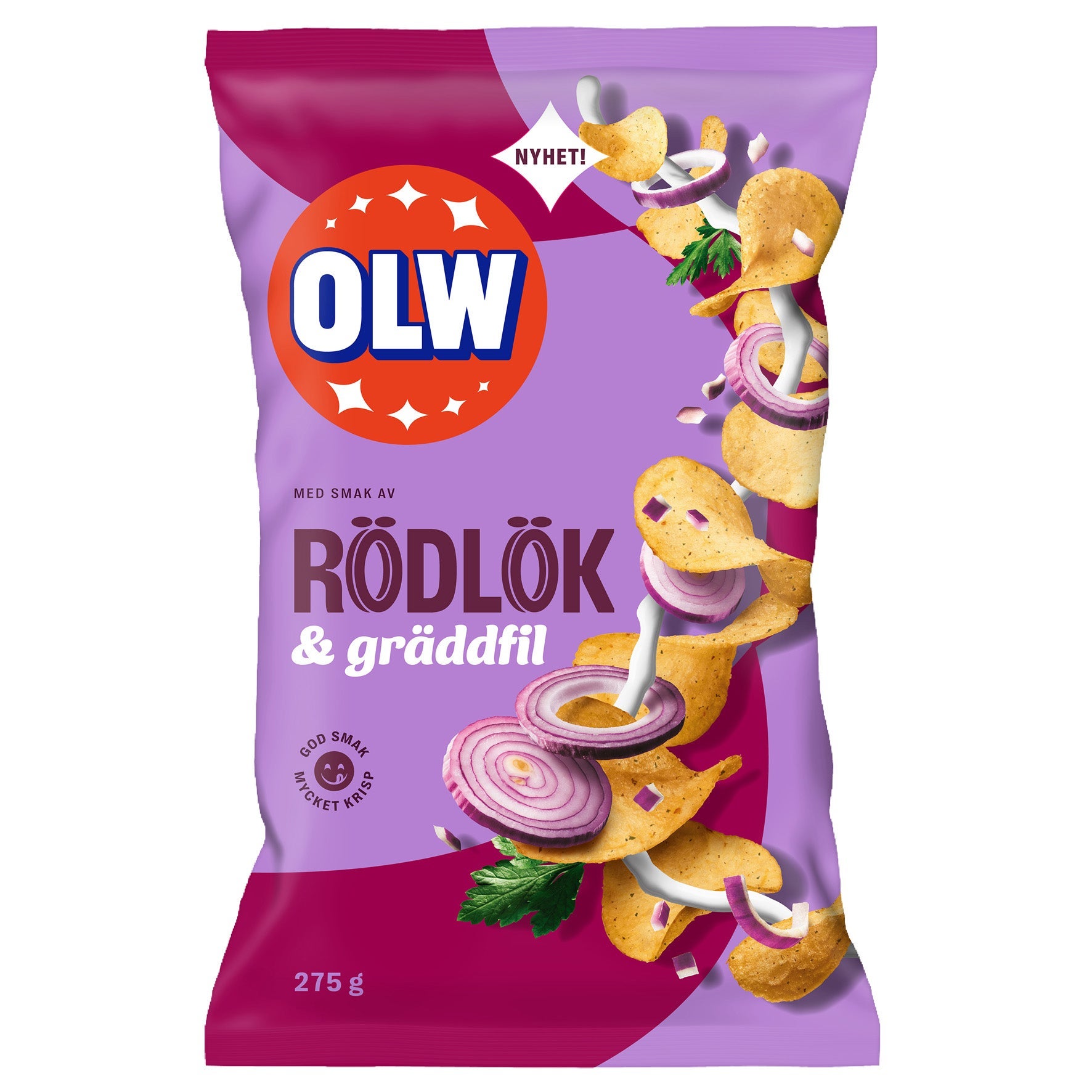 [8568257] Chips OLW Rödlök & Gräddfil 15x275 g