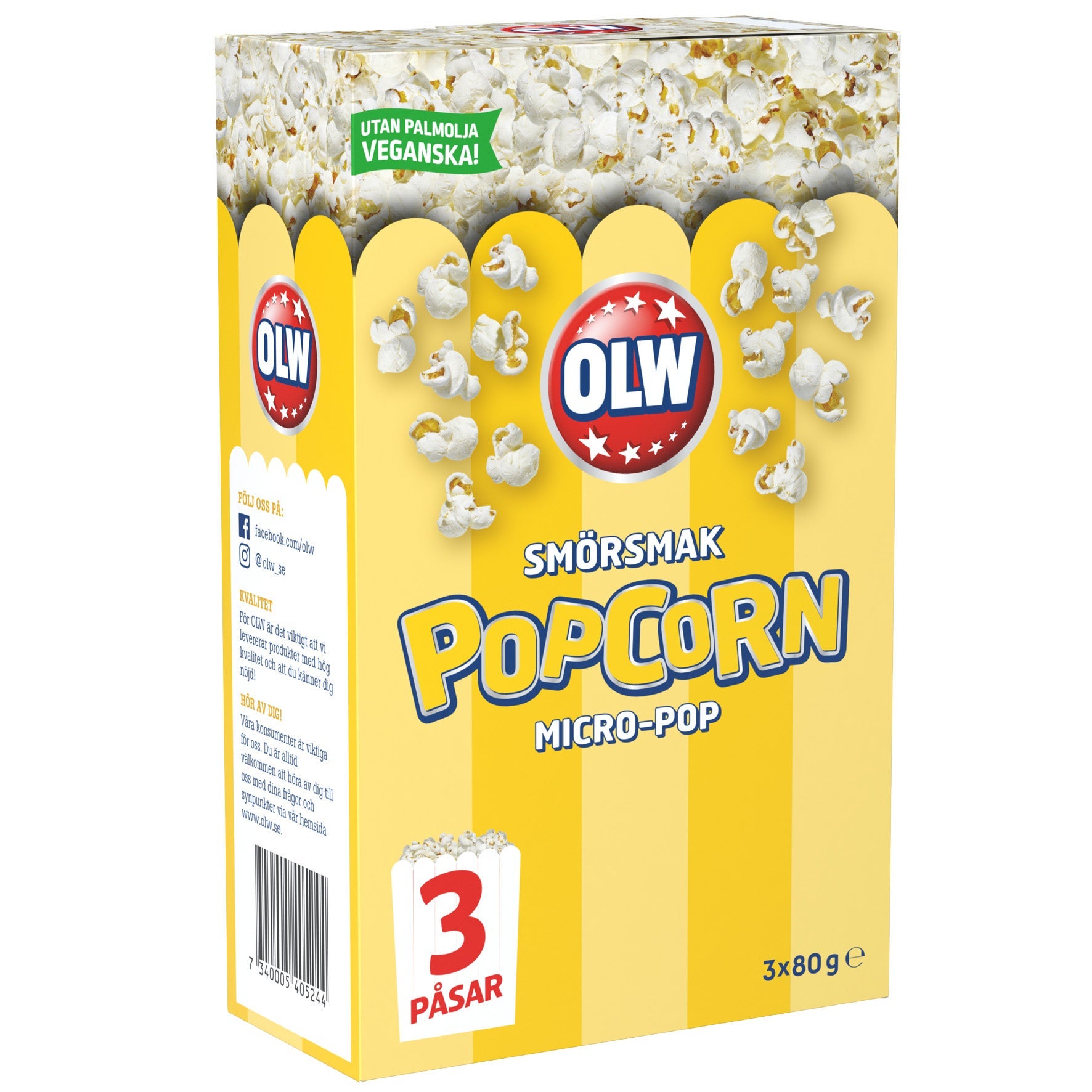 [8568285] Popcorn OLW Micro-pop 3-pack Smörsmak 14x80 g