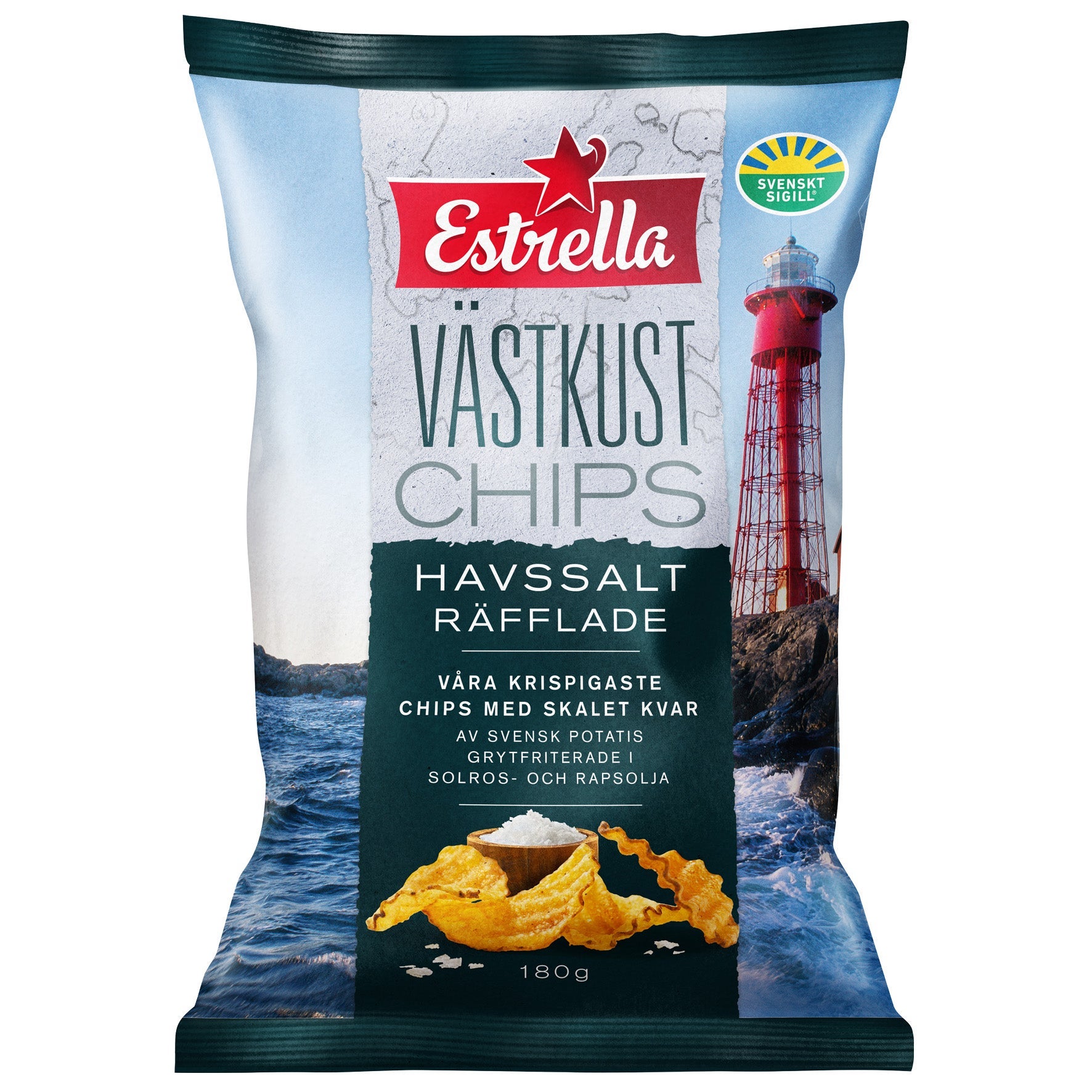 [8568314] Västkustchips Estrella Havssalt Räfflade 10x180 g