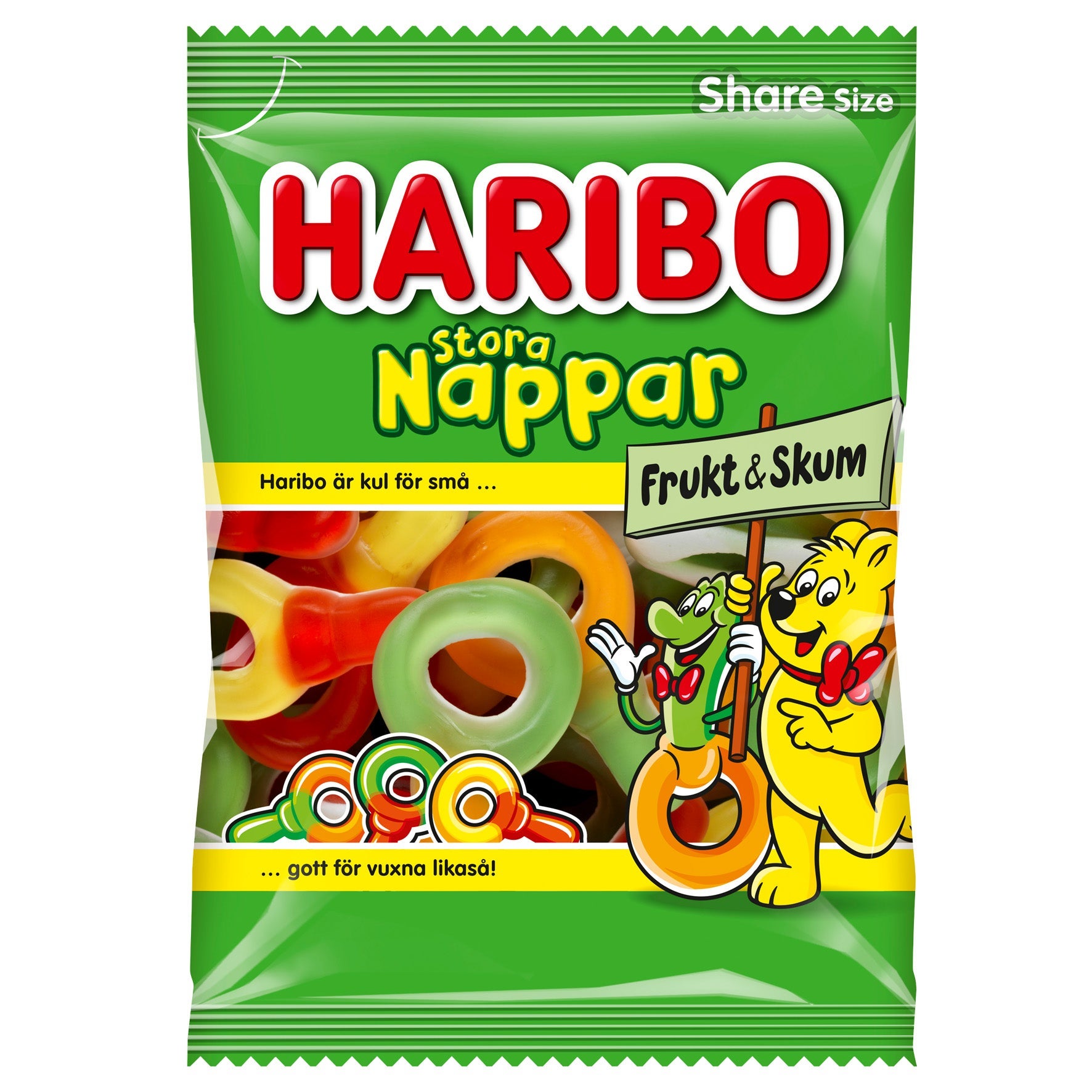 [8568268] Godis Haribo Stora Nappar Frukt & Skum 12x170 g