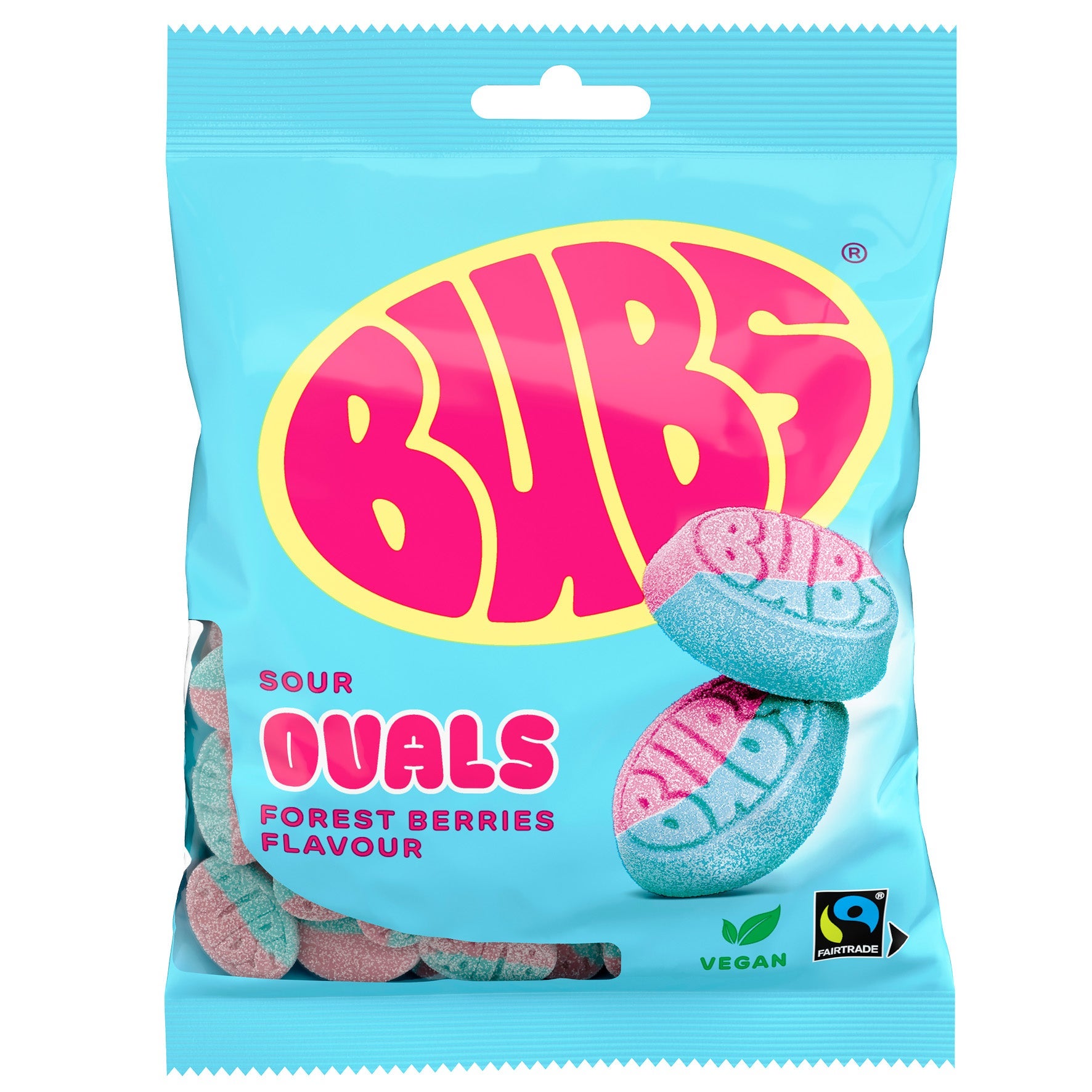 [8568340] Godis BUBS Sour Ovals Forest Berries 12x90 g